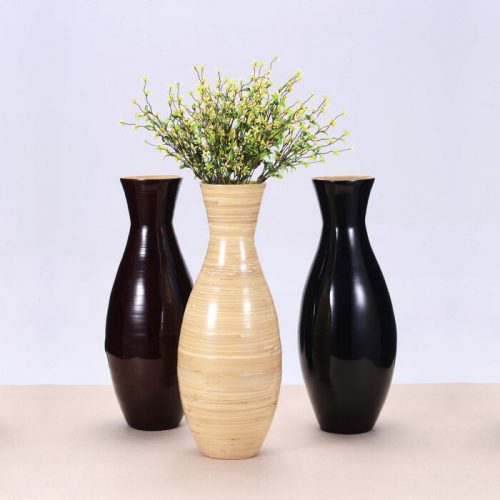 Spun bamboo floor vase